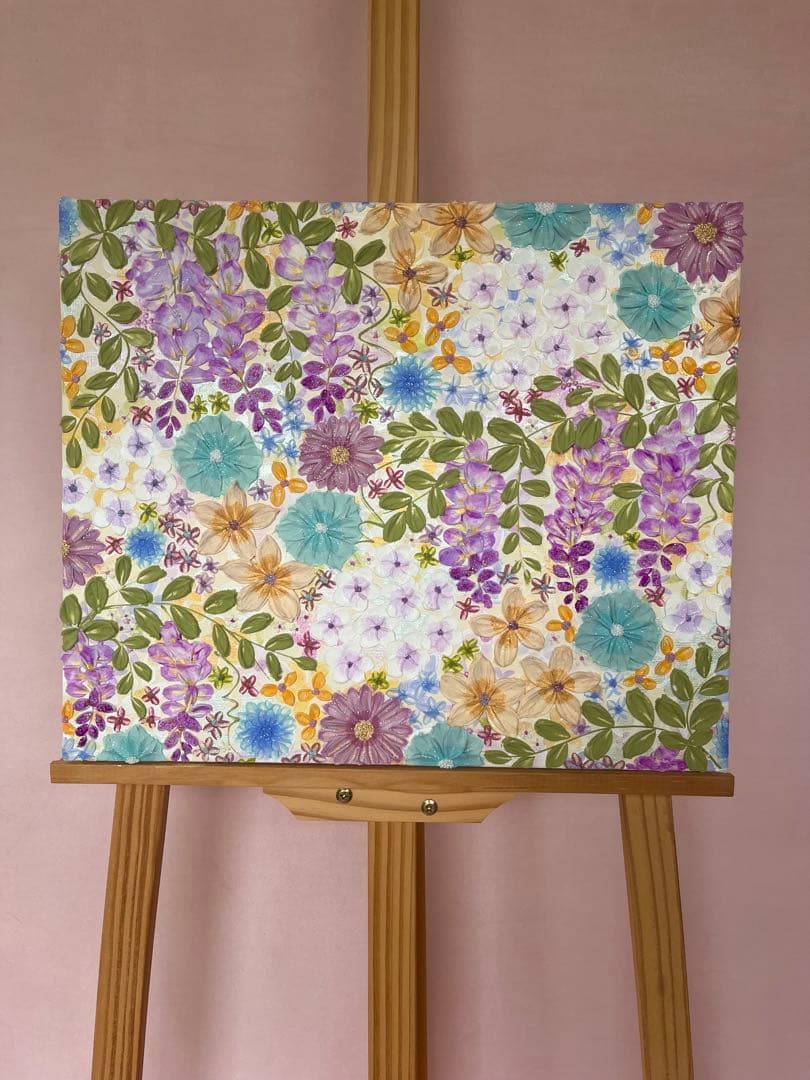 花柄　絵画 藤の花 藤 藤の絵 藤柄 テクスチャーアート ボタニカル