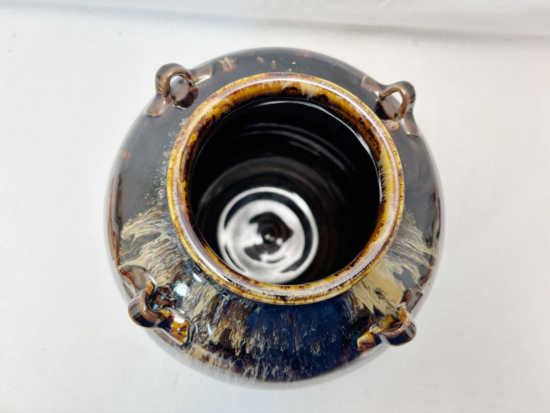 ほぼ未使用 茶道具 洛東 桶谷定一作 天目 茶壺 飾壺 陶印 口切茶事 共箱