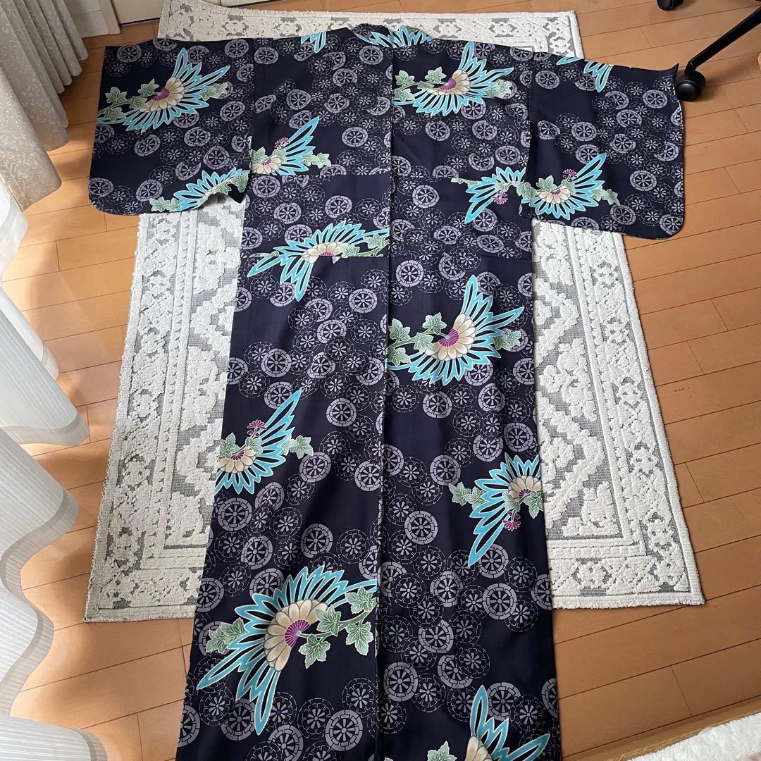 浴衣　アナスイ　ANNA SUI 花柄　歯車　オリエンタル　紫　パープル