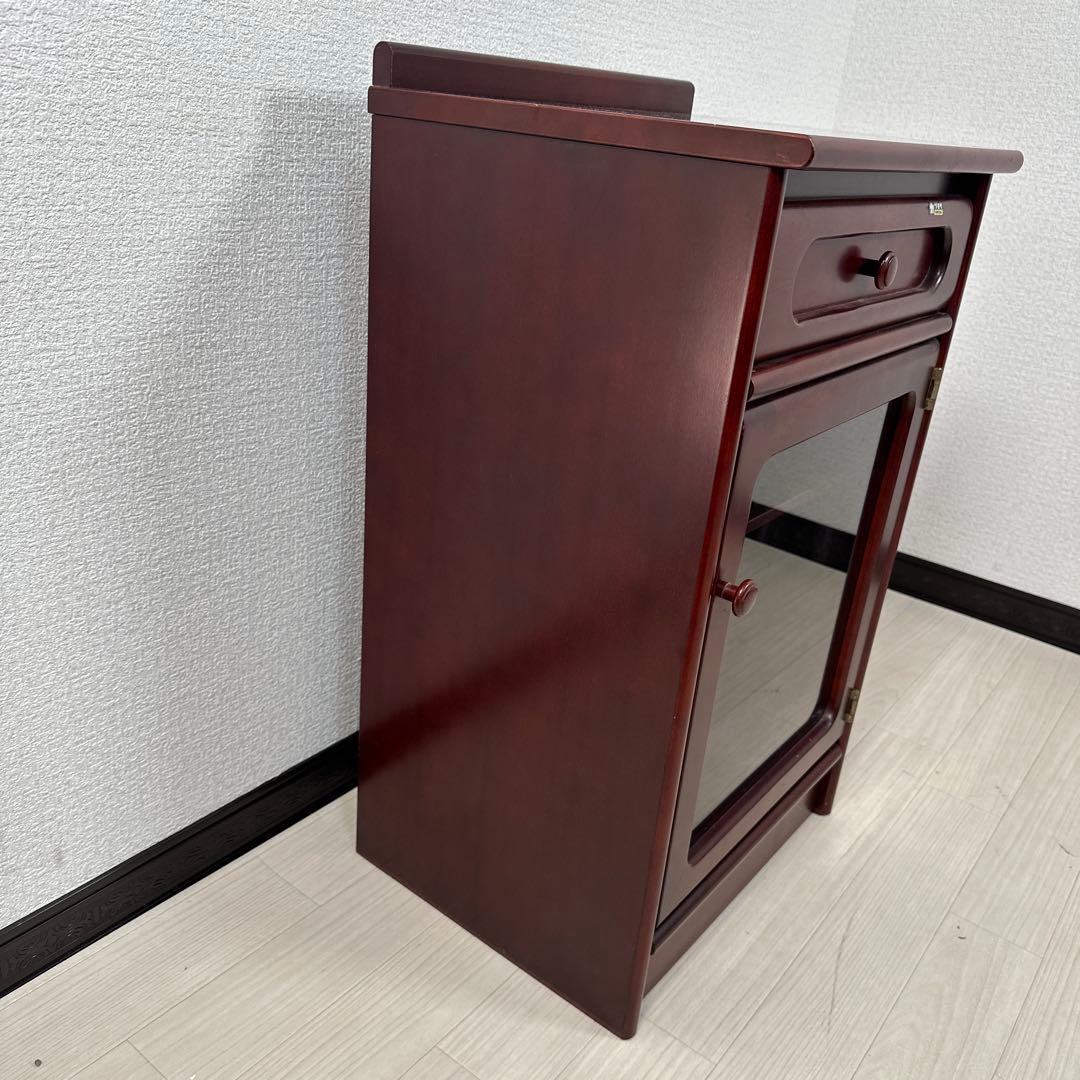 カリモク ガラス キャビネット サイドボード 電話台 花台 飾り棚 ※i4※