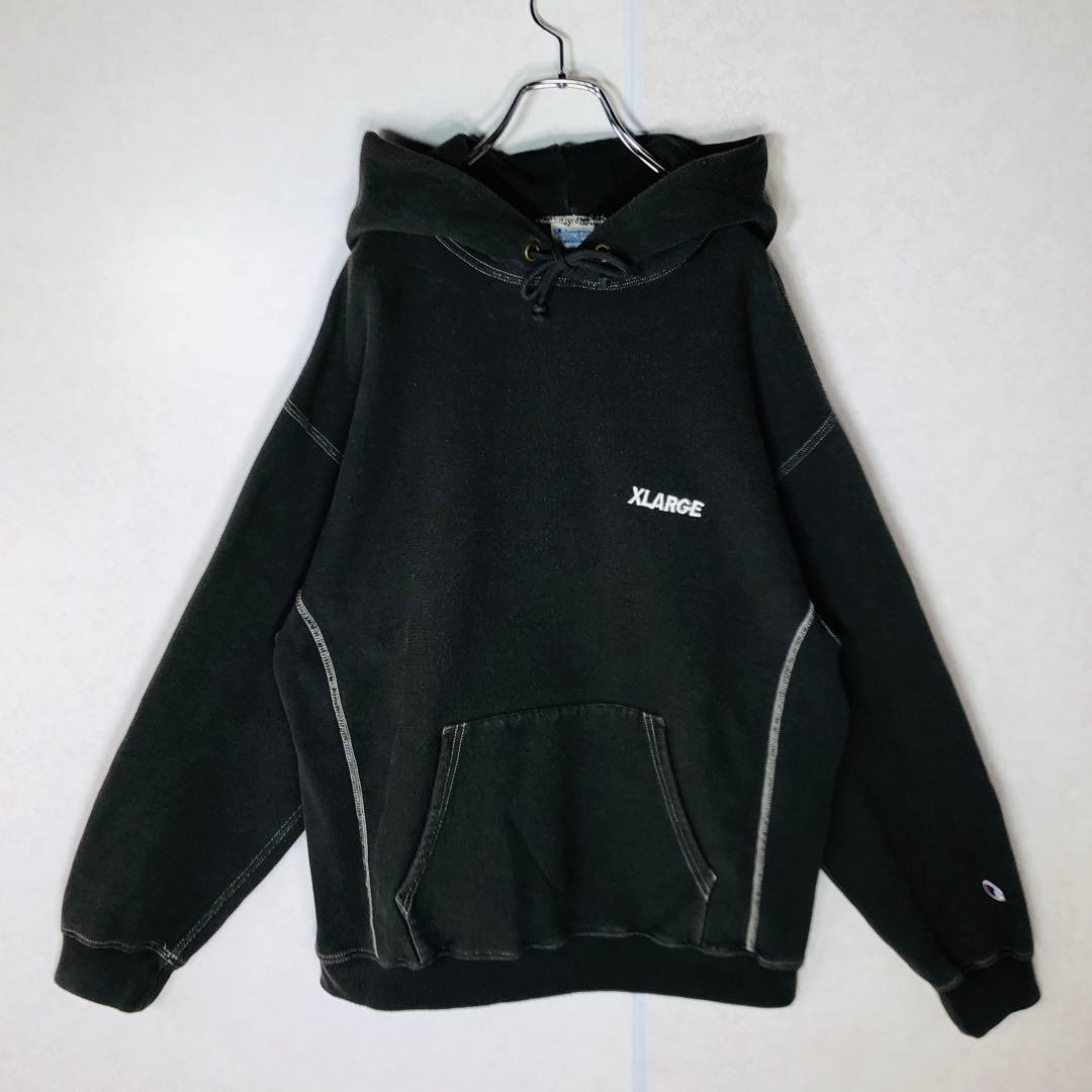【人気コラボ】チャンピオン エクストララージ パーカー リバースウィーブ 黒 M