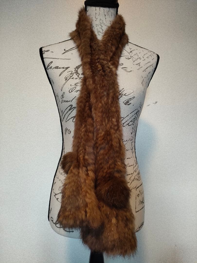 34 超美品　ファーマフラー　セーブルファー　ボンボン