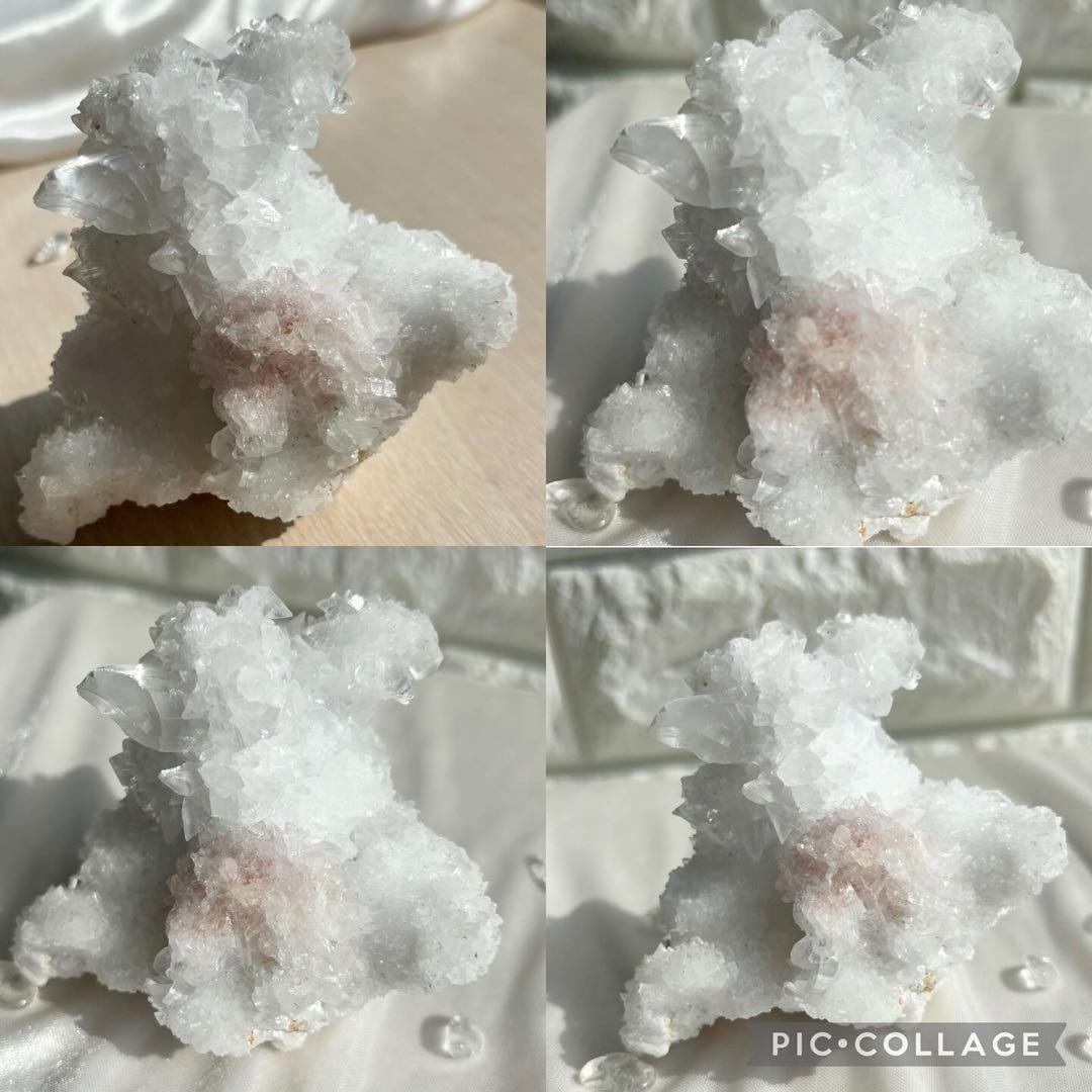 超レア！ ロードクロサイト共生・セレナイト　鉱物標本　原石　クラスター