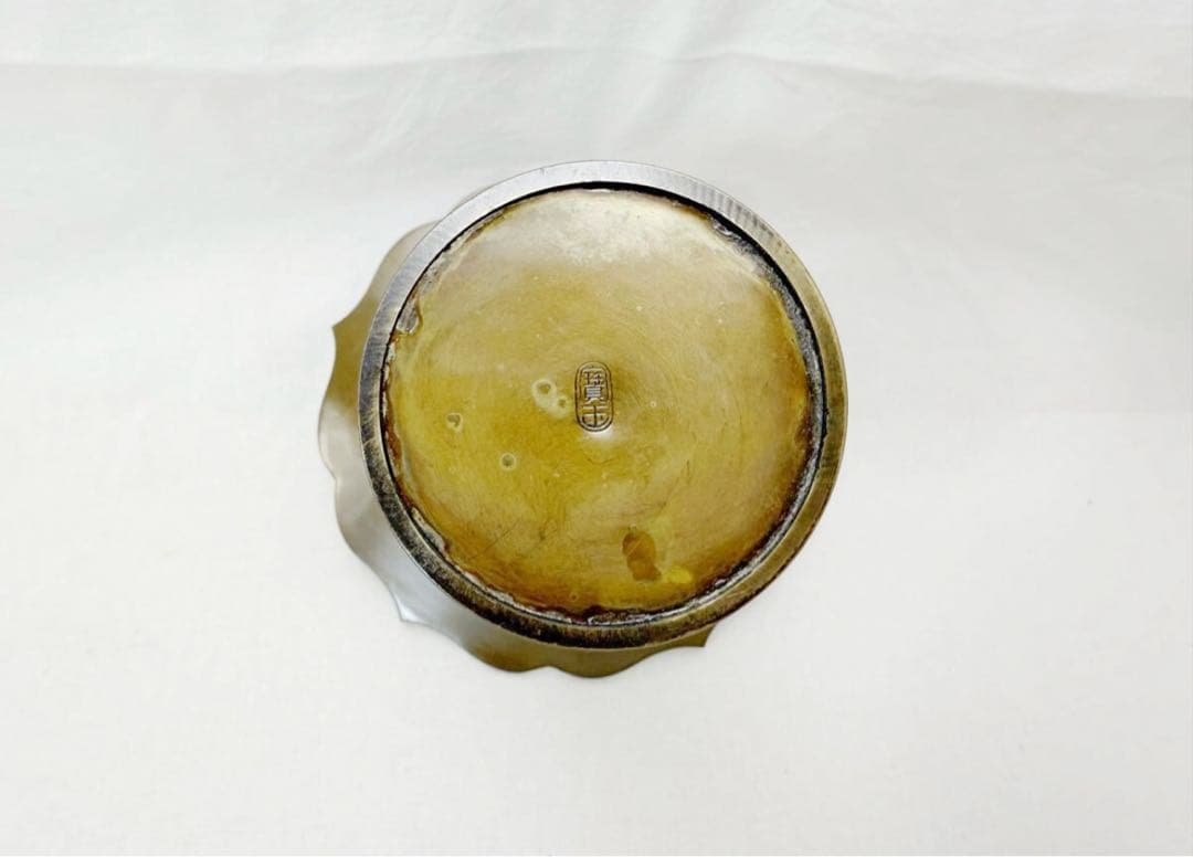 ほぼ未使用 華道具 銅 桔梗一文字花入 重さ約:0.8kg 銅印 生け花 紙箱