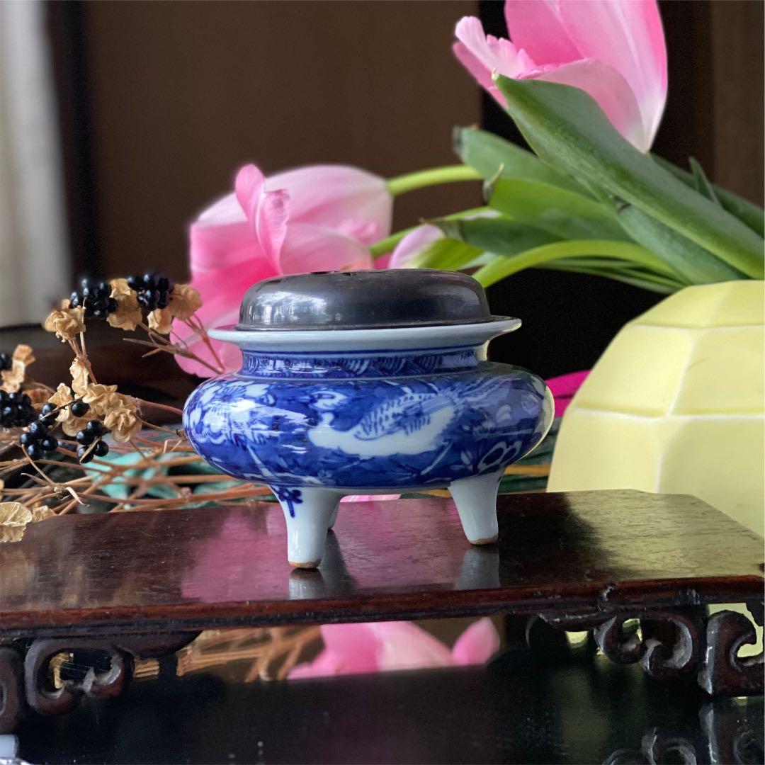 1908様感謝‼️SILVER銀火屋　桜&鳳凰　三つ足香炉　1客