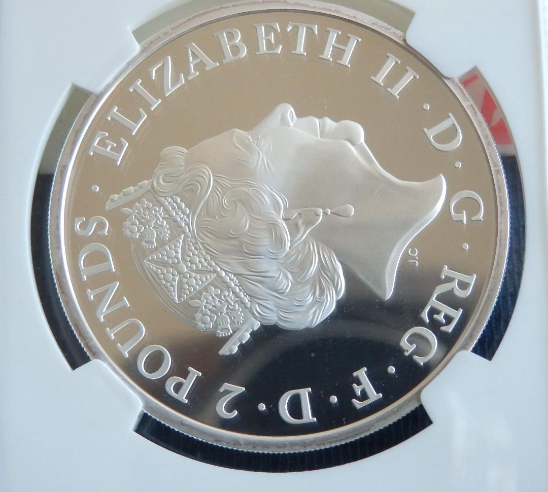 英2016年ブリタニアとライオン/ 2ポンド１oz銀貨(単年発行）◆PF69UC