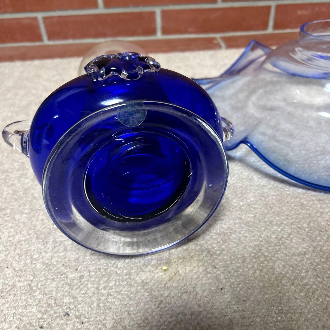 ⭐︎希少⭐︎北海道小樽　ヴィンテージ　北一硝子　青いガラス製　オイルランプ