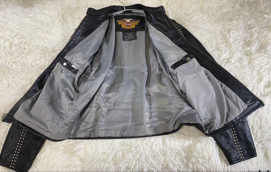 【Harley Davidson】メタル スタッズ鋲 シングル ライダース 牛革