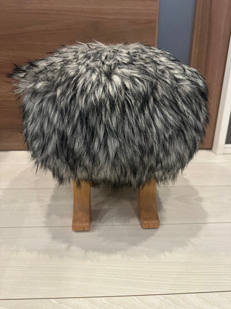 匠工芸　アニマルスツール　S ウルフグレーミックス