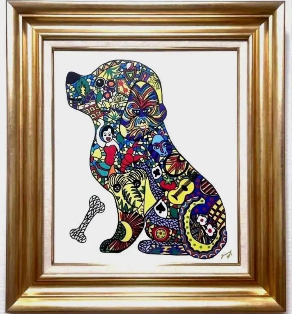 SALE【F10号】ジミー大西 （DOG）大型作品/手描き/表裏サイン有り/油彩