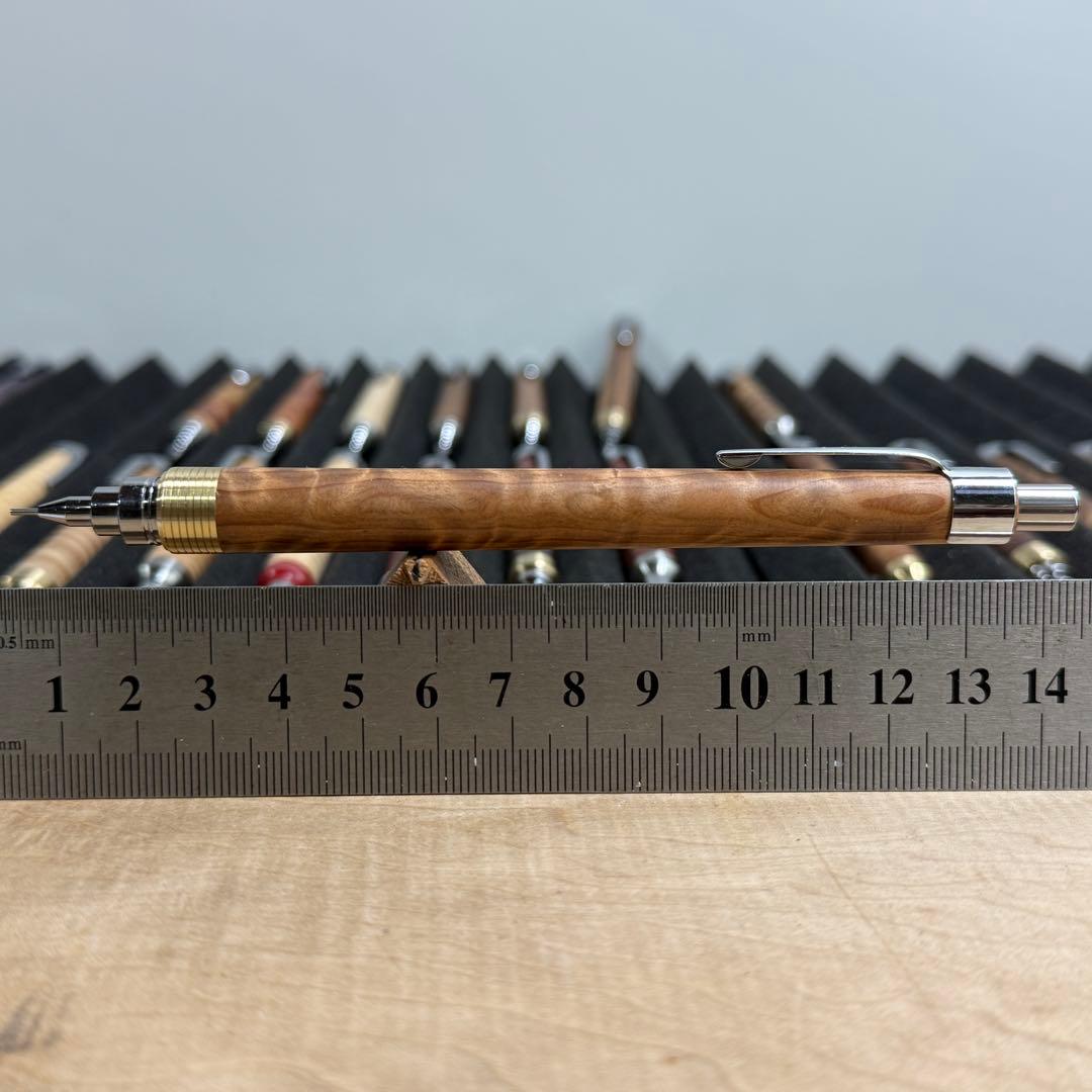 191屋久杉虎杢　木製シャーペン　最強低重心　溝付き　真鍮