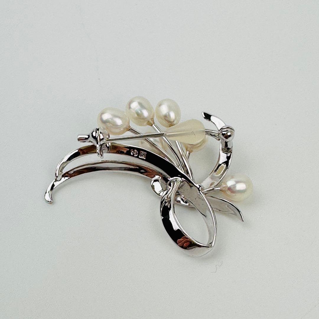 美品　タサキ　シルバーパールブローチ 約5cm コサージュ　アクセサリー