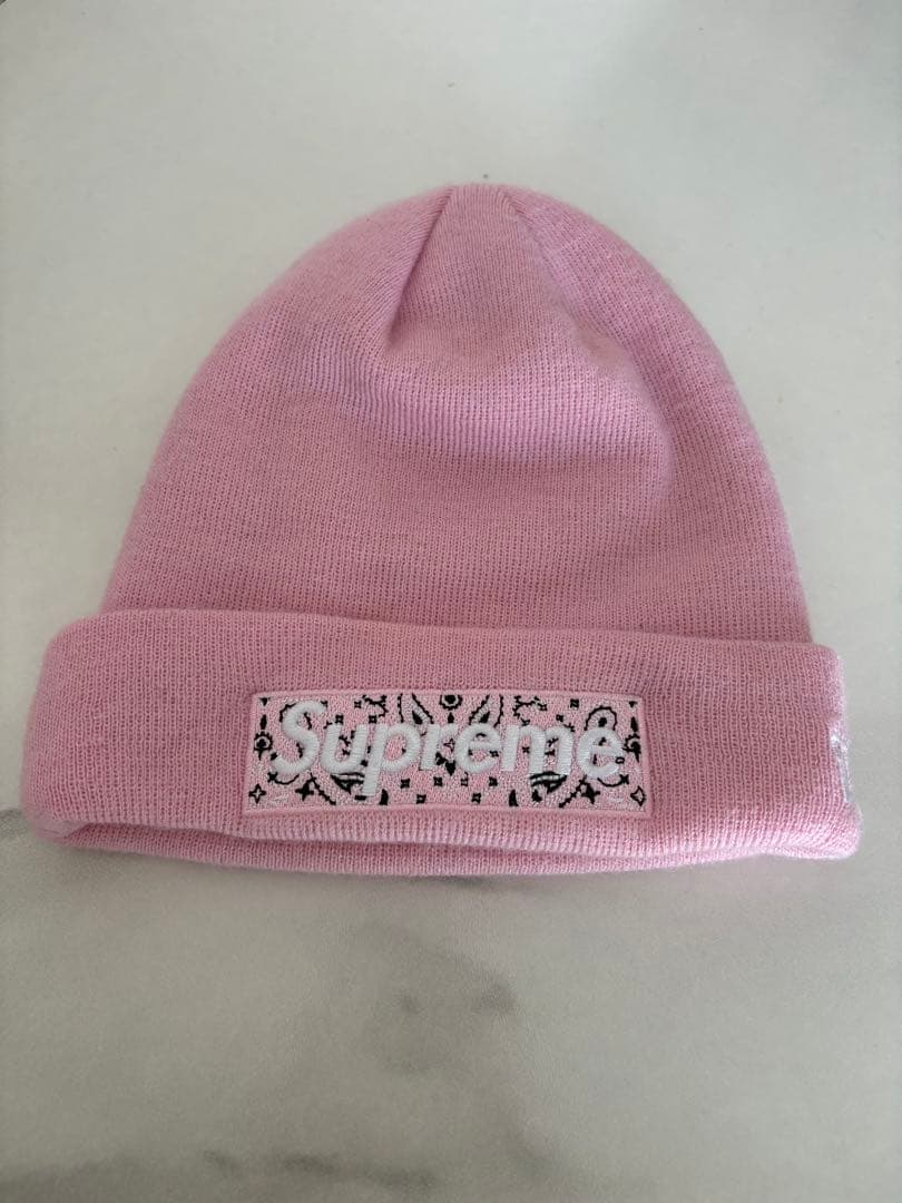Supreme ニット帽 ピンク ワールドファマス