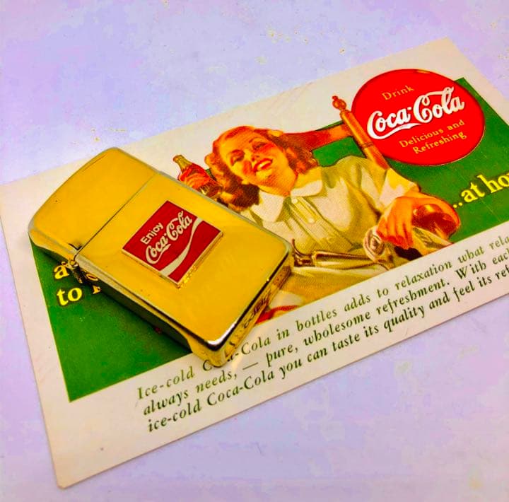 貴重★1985年★コカコーラ★enjoyエンジョイ★ゴールド金色★エナメル七宝製