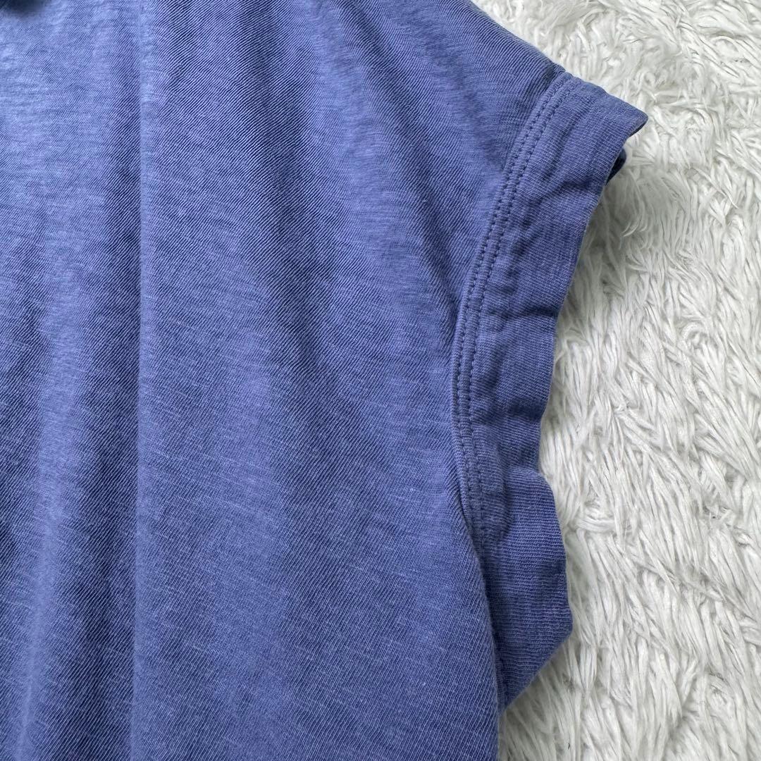 【美品】45R〈日本製〉ジンバブエコットンの45色天竺ポロシャツ　ロゴ刺繍　紺青