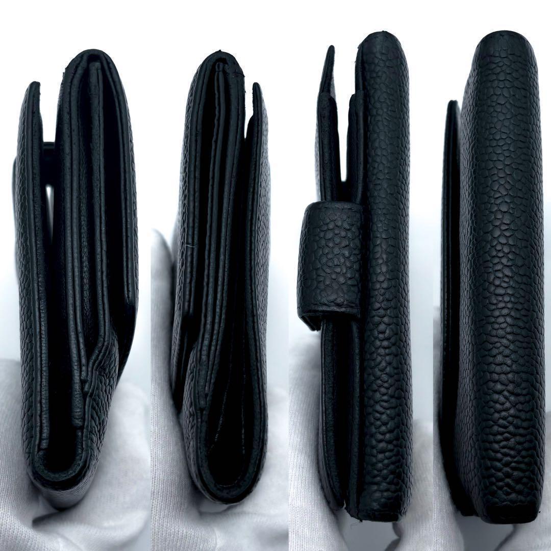 【美品✨】シャネル 財布 ココステッチ キャビア Wホック 二つ折 BL