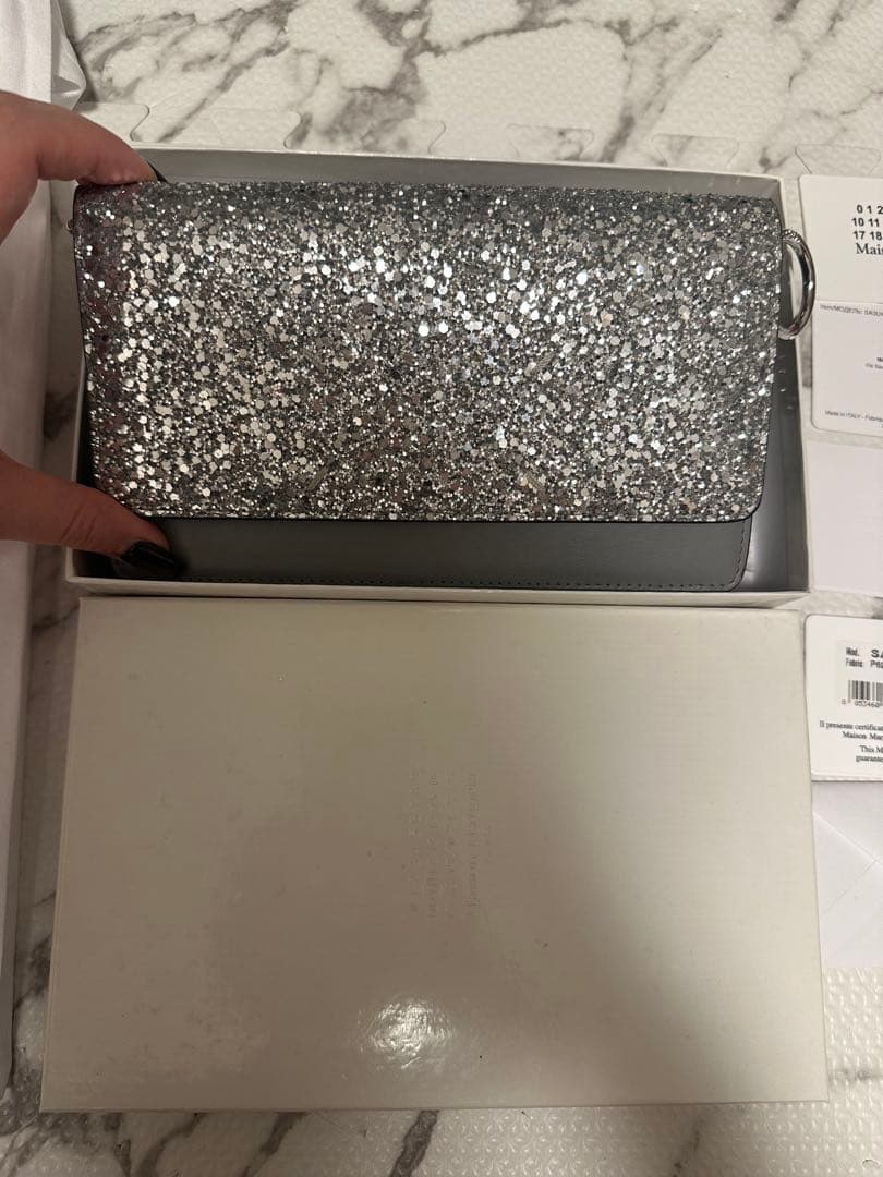 Maison Margiela シルバーグリッター クラッチバッグ