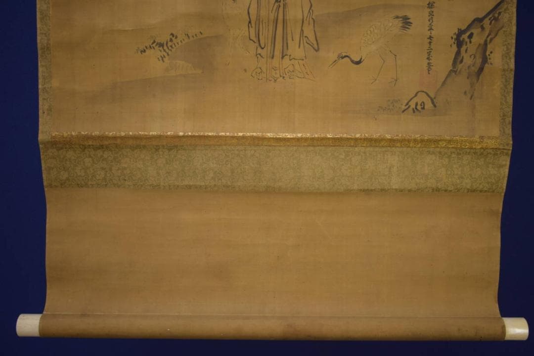 真作/狩野探幽/人物図/布袋屋掛軸HI-889