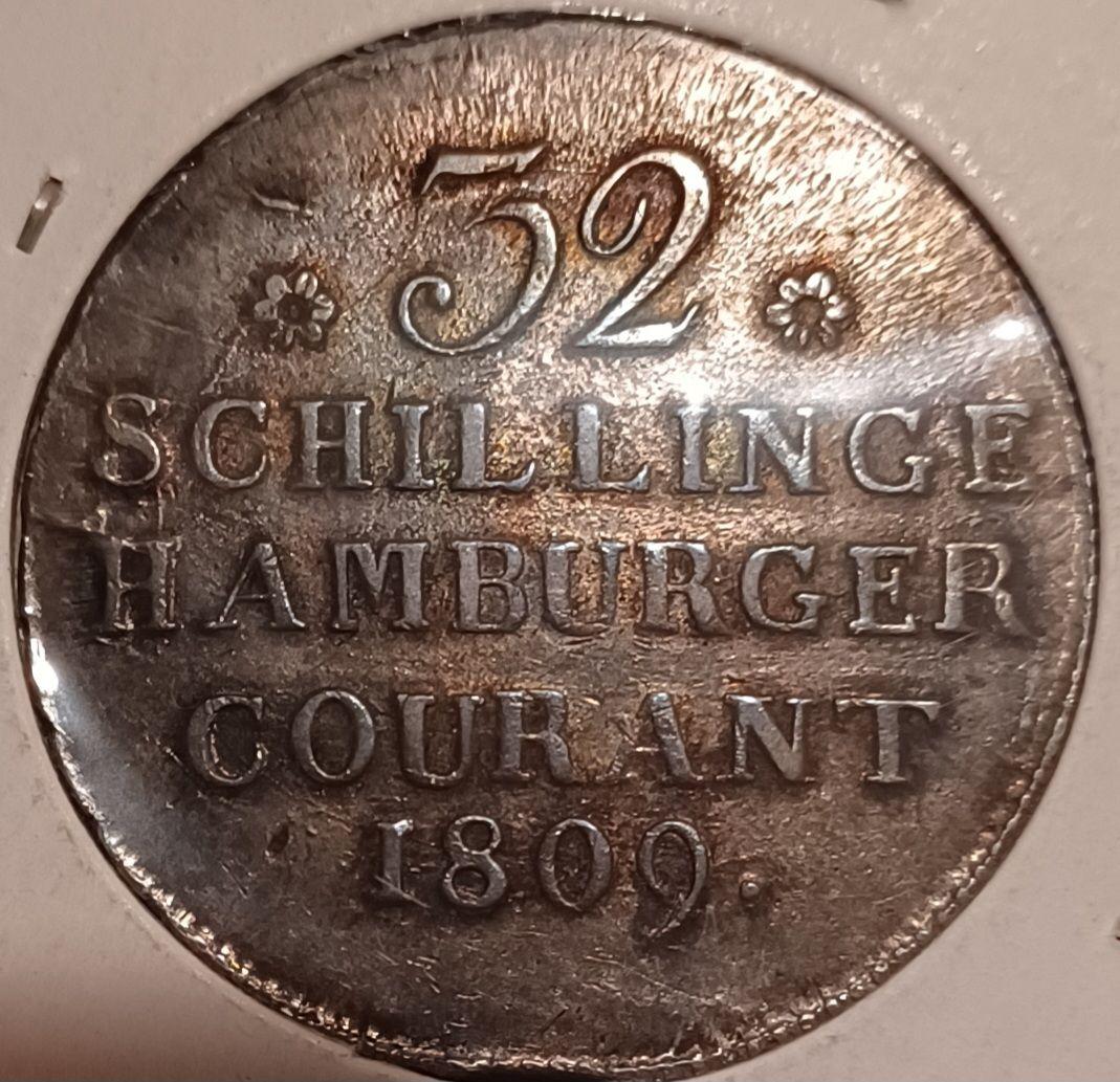 1809年(217年前)ドイツ(自由ハンザ都市ハンブルク) 32シリンゲ銀貨