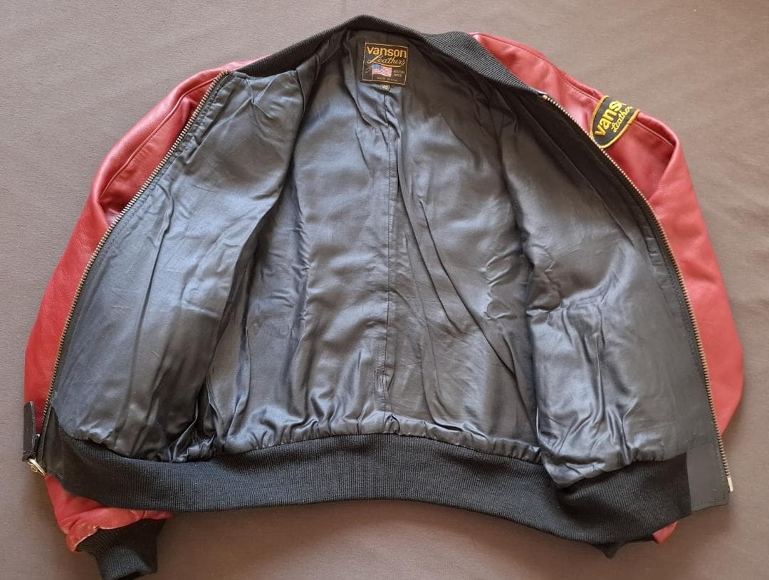 VANSON チームジャケット 赤黒レザージャケット【年代物・古着】