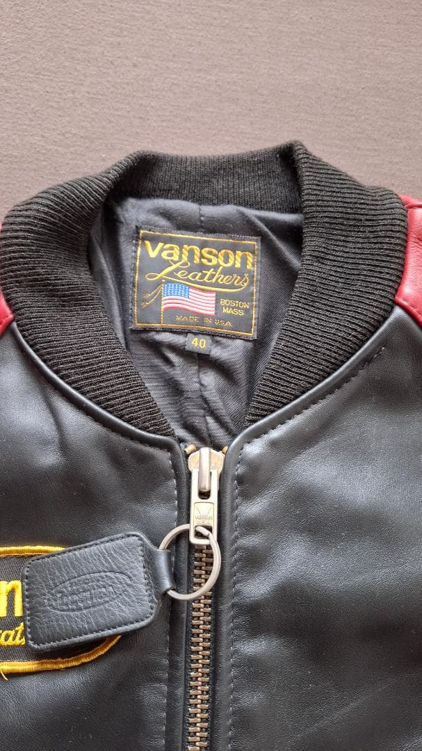 VANSON チームジャケット 赤黒レザージャケット【年代物・古着】