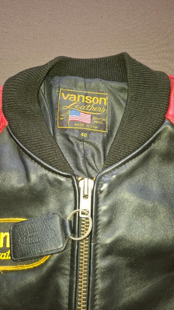 VANSON チームジャケット 赤黒レザージャケット【年代物・古着】