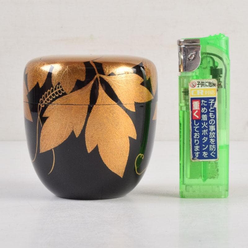 茶道具　輪島塗　栄伸堂　花草蒔絵　棗　共箱　V　9168