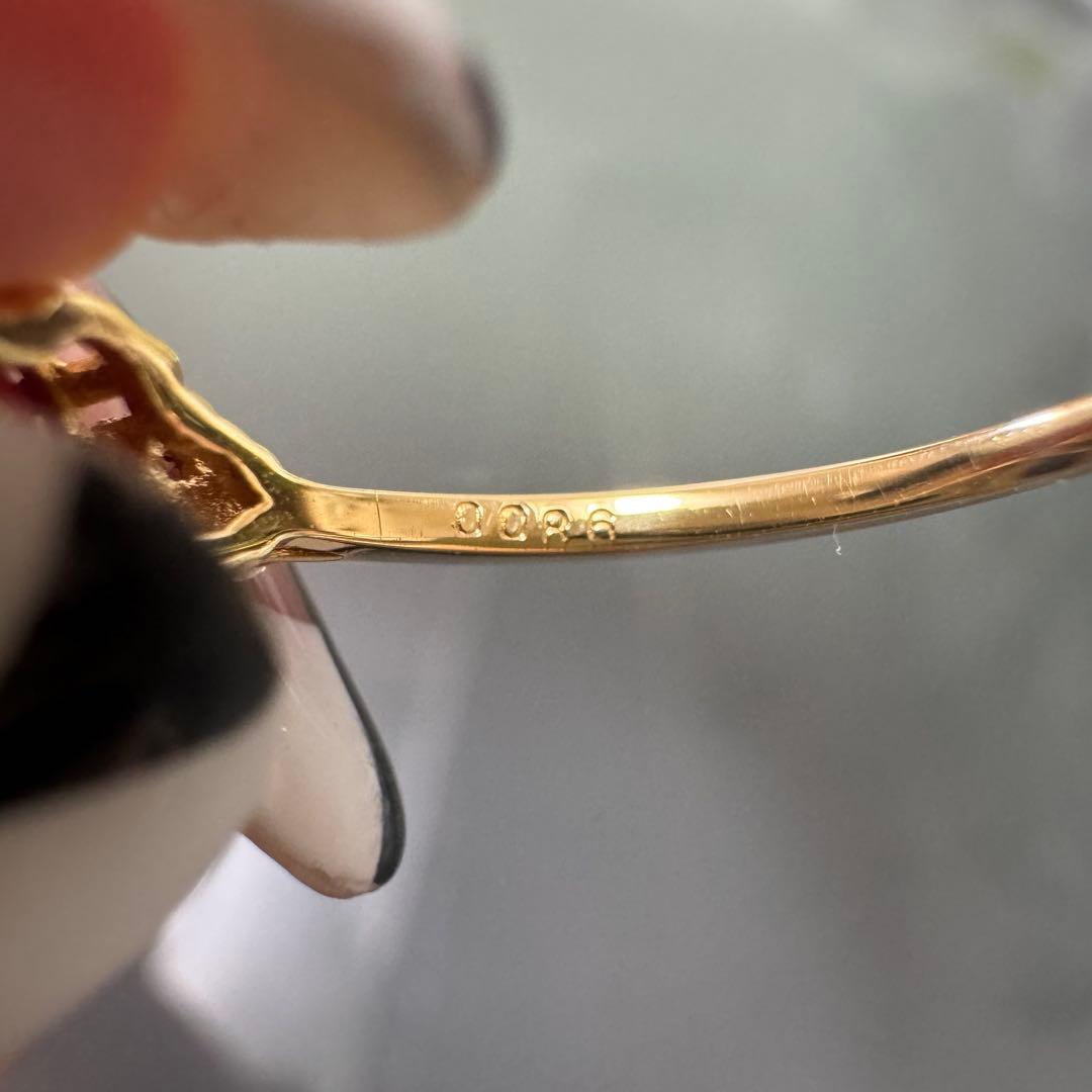 k18金イエローゴールドリング　指輪　ピンクサファイア0.63ct ダイヤモンド