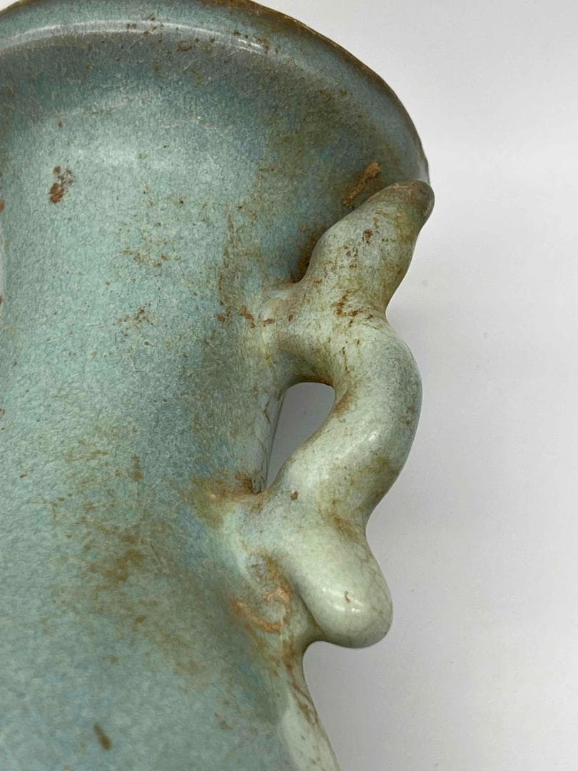 北宋時代　鈞窯広口双龍耳台座型香炉 天青釉瓶　窯変釉尊 水注(C-62)