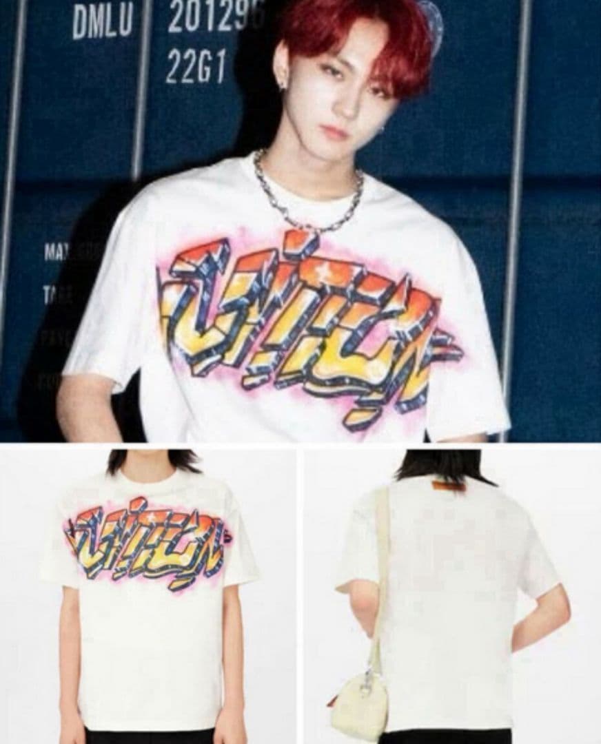 ルイヴィトン 22SS グラフィットロゴプリント クルーネック 半袖 Tシャツ