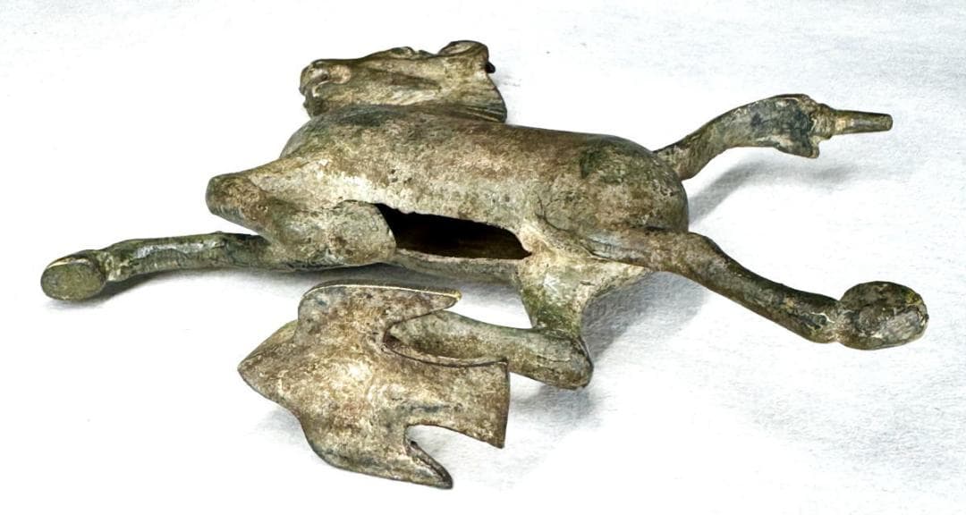 博物館級 東漢時代 古青銅馬踏飛燕 古賞物 古漢 置物 古美術 WWST075