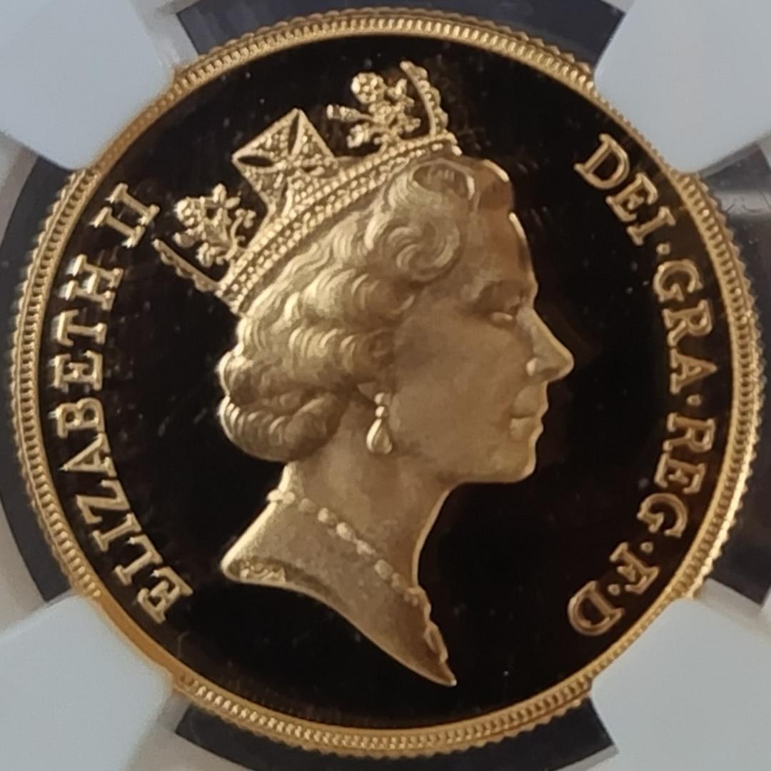 1987年/イギリス/PF70/ミドルエリザベス/金貨/2ソブリン/NGC