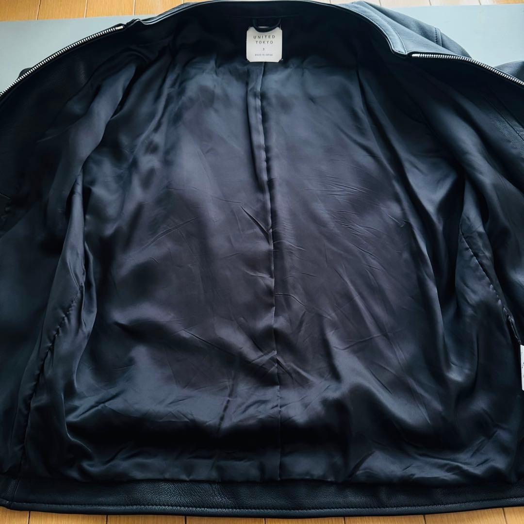 美品 UNITED TOKYO ラムレザーシングルジャケット L ブラックメンズ