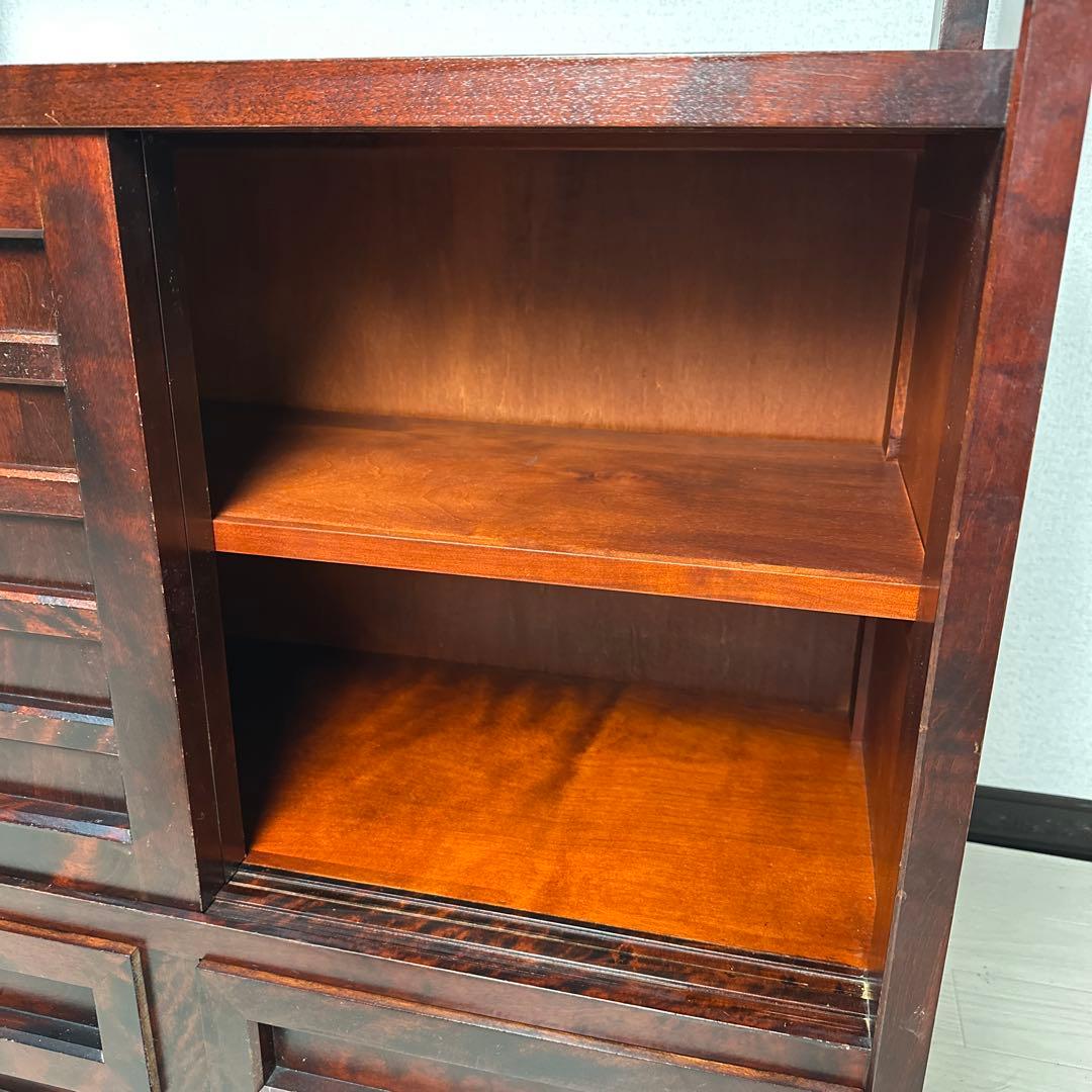 北海道民芸家具 茶棚 茶箪笥 飾り棚 樺 無垢材 管理No.i4※