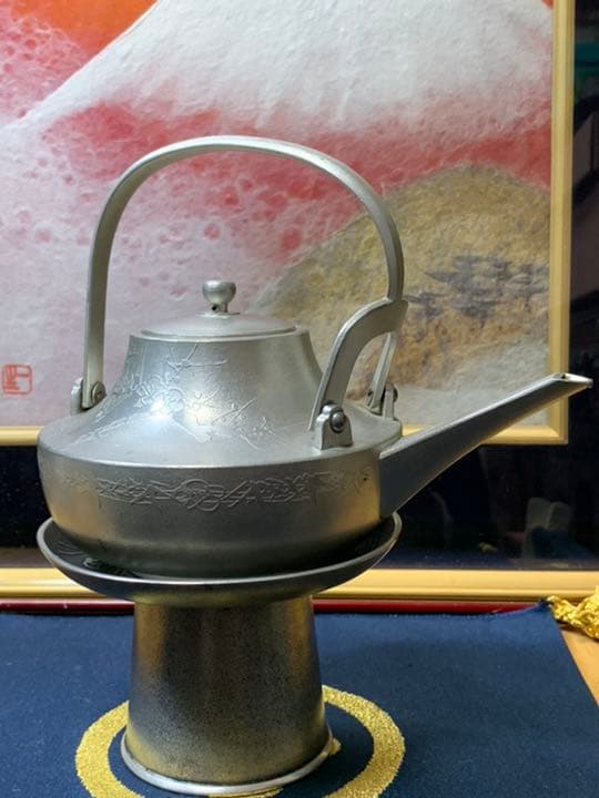 時代 錫製 酒器　骨董品 古美術 錫製 銚子錫半 松竹梅 酒盃