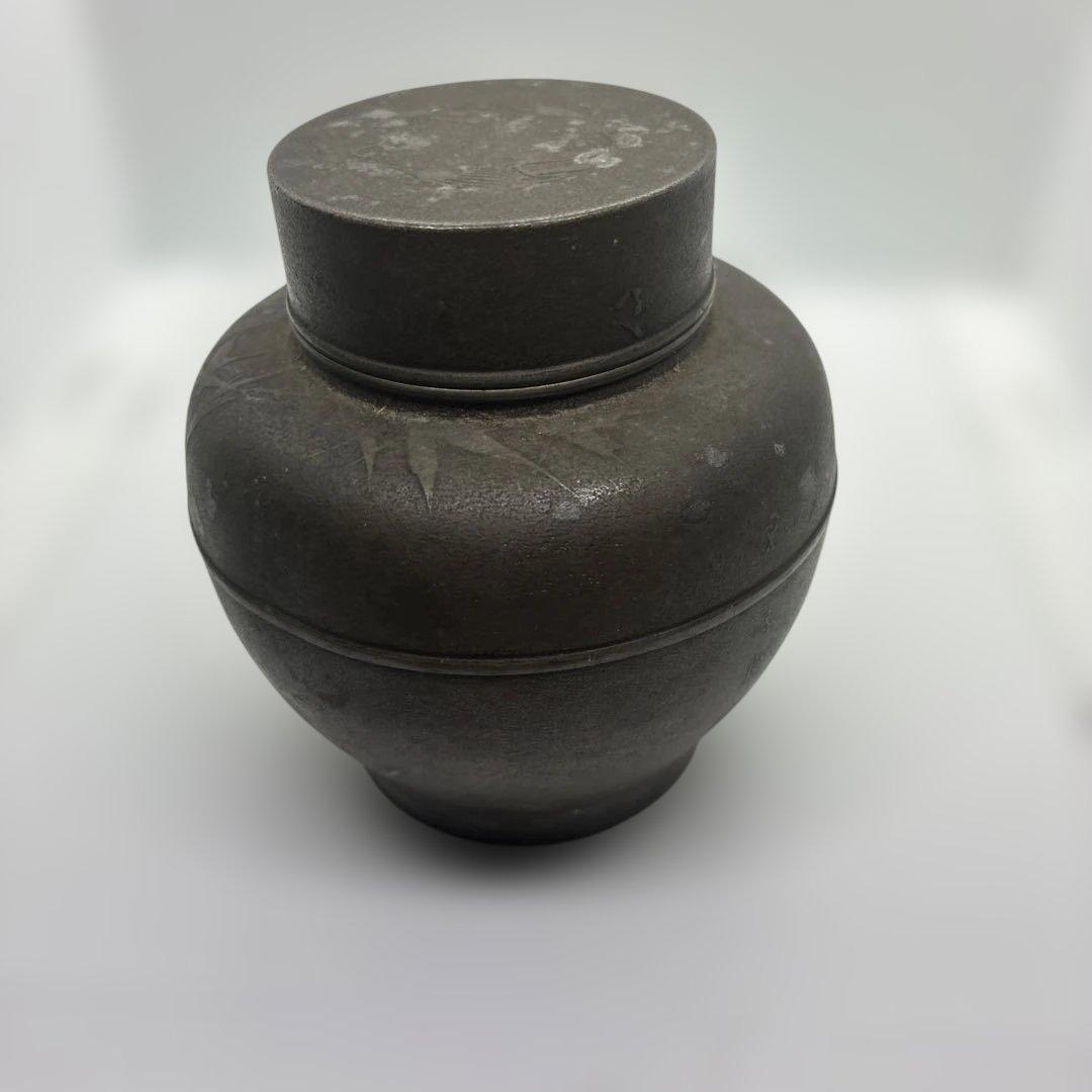 中国美術 煎茶 唐物 古錫 茶入 萬壽堂造　時代物 古美術