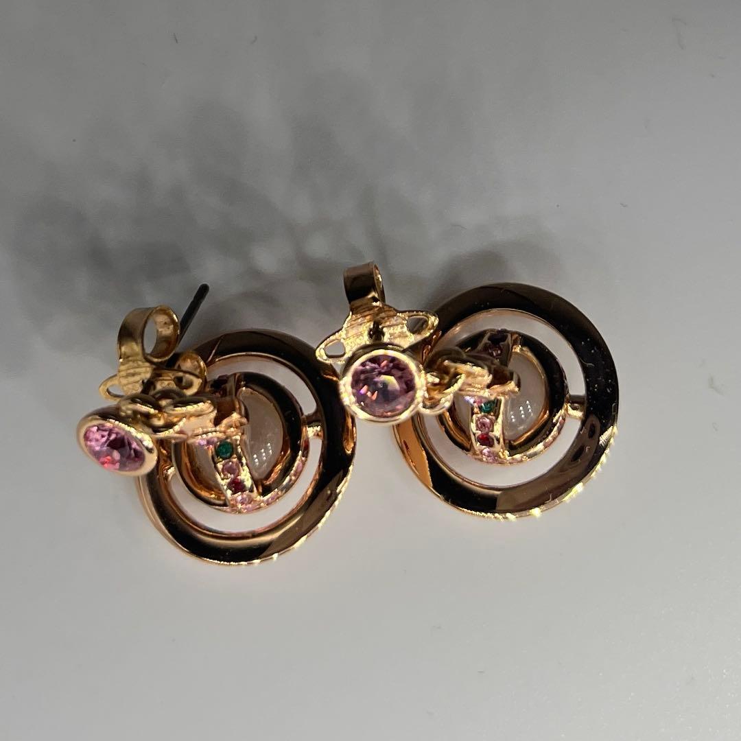 極美品 ヴィヴィアンウエストウッド ピアス タイニー オーブ ピンクゴールド