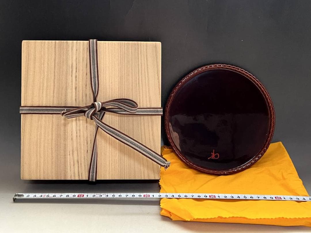 盆■丸盆 在銘 縄縁 春島造 桐箱入り 煎茶道具 煎茶盆 古美術 時代物 骨董■