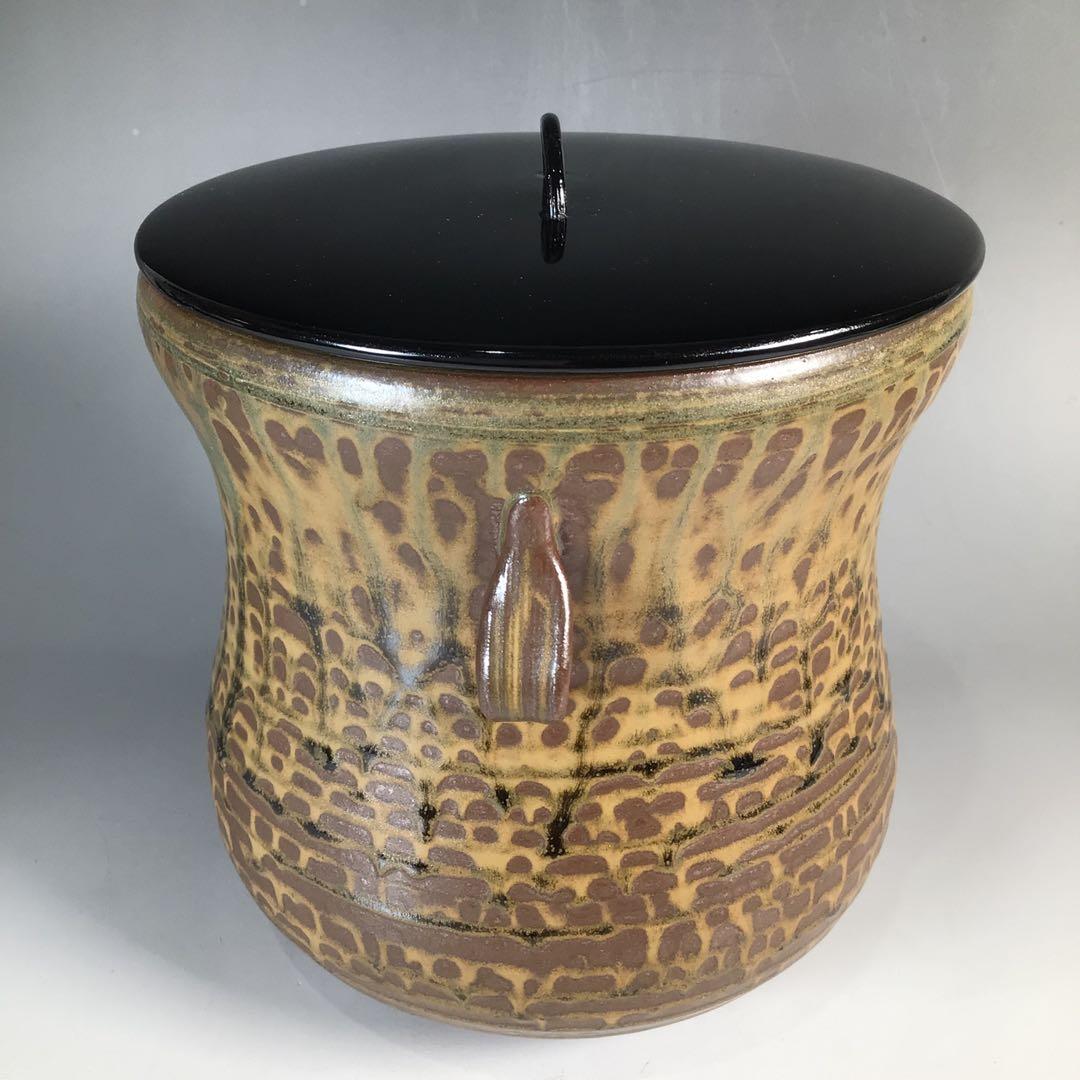 Ｎ５４３　水指　『宇田佐平造』『古瀬戸』『耳付』『一重口水指』　共箱　茶道具