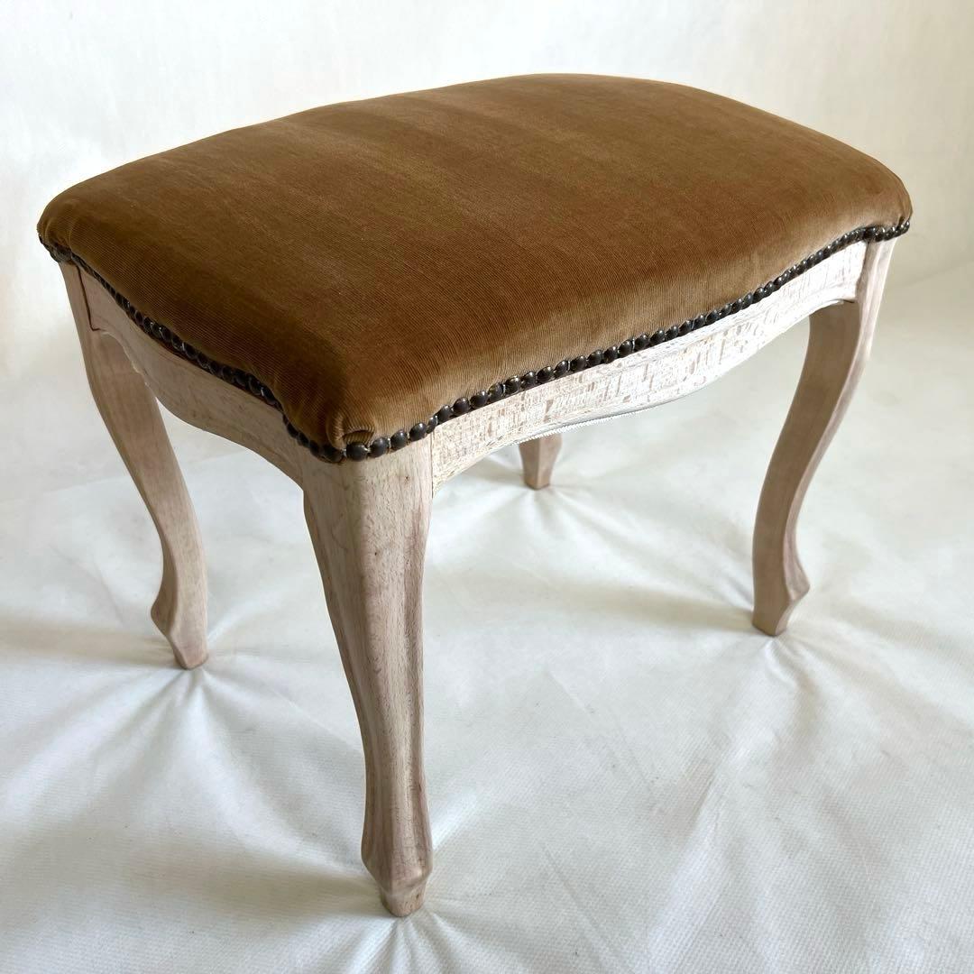 猫脚スツール・茶色 木製フレーム