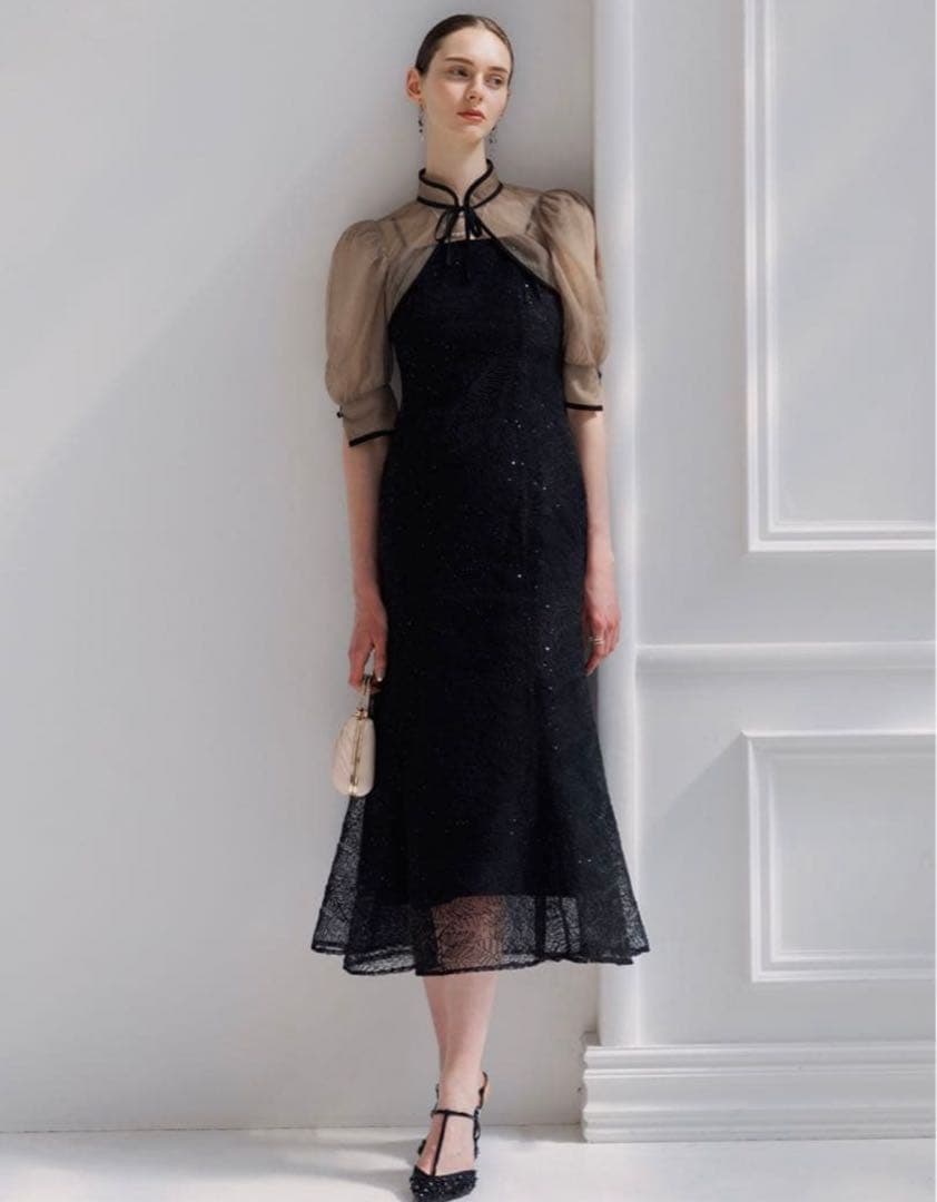 スパンコールボタニカルマーメイドボレロ2WAYワンピースドレス結婚式パーティー