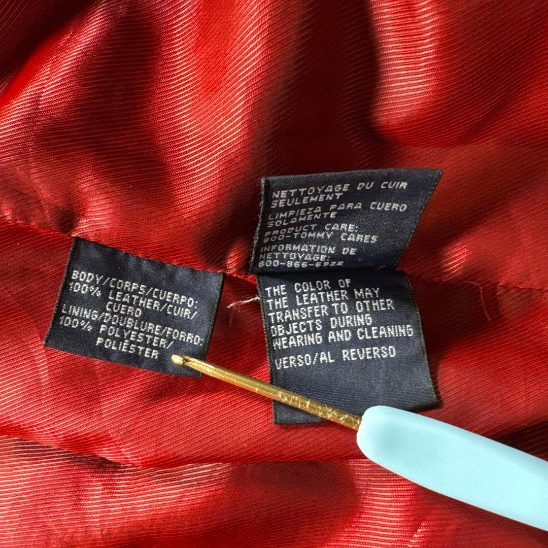 トミーヒルフィガー古着00sカウレザー本革ジャケットシングル　S98