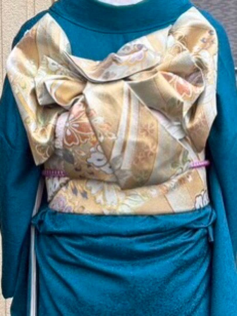 振袖青緑色ラメ入り　フルセット