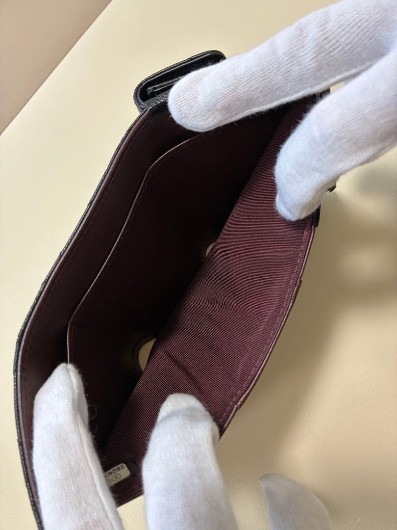 CHANEL シャネル 三つ折財布 キャビアスキン ミニ財布 ブラック 正規品