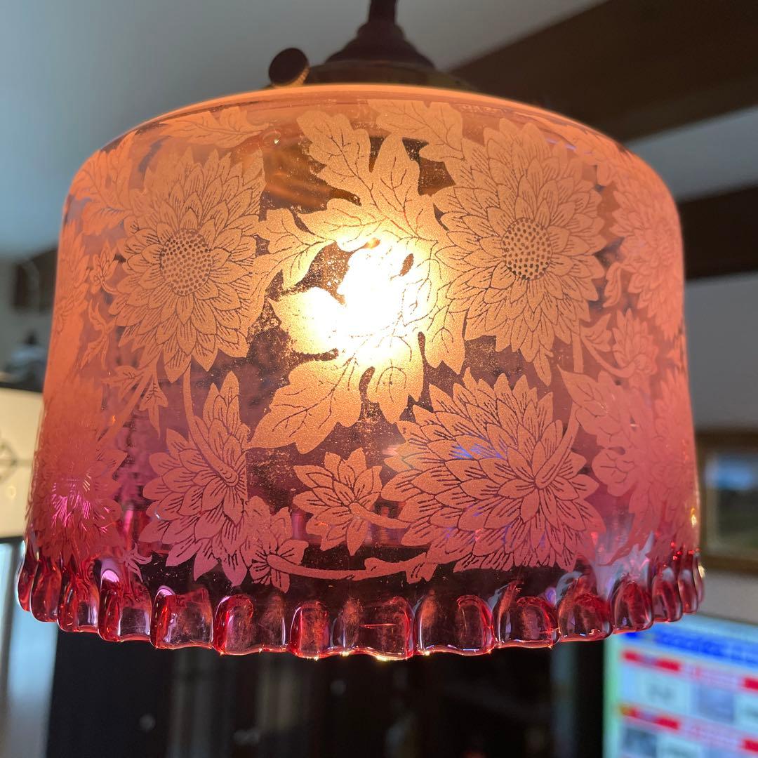 電笠　電傘　照明　ヨーロッパ(英国)　※アンティーク・レトロなガラス 照明