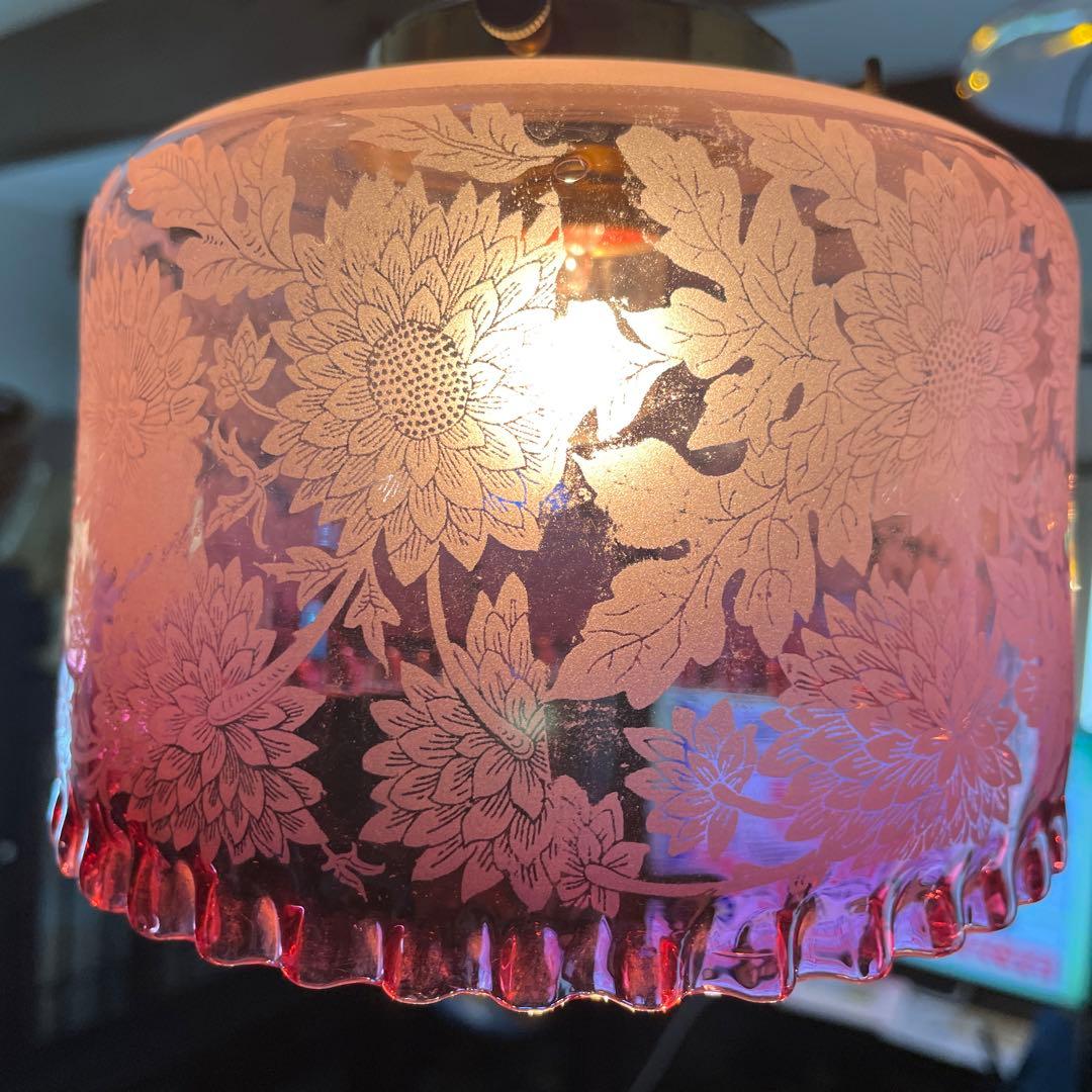 電笠　電傘　照明　ヨーロッパ(英国)　※アンティーク・レトロなガラス 照明