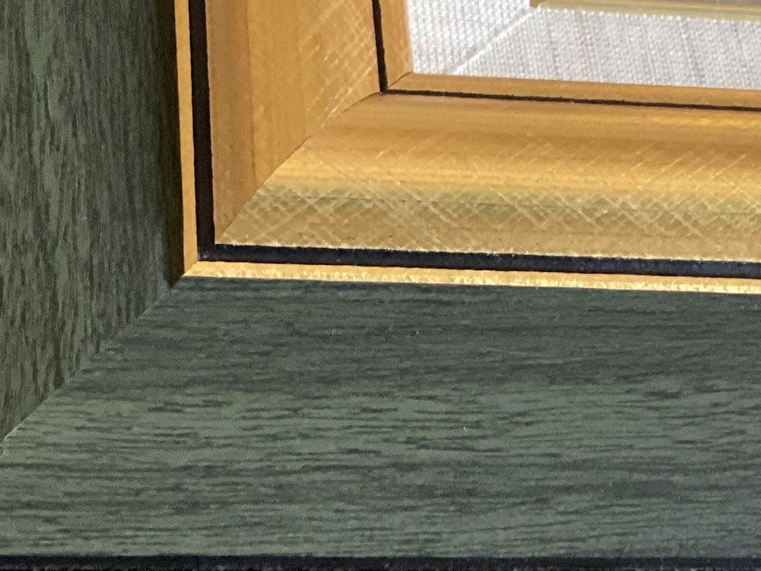 モスグリーンとゴールドの木製油彩額縁　サイズF8 箱付き　日本製　美品