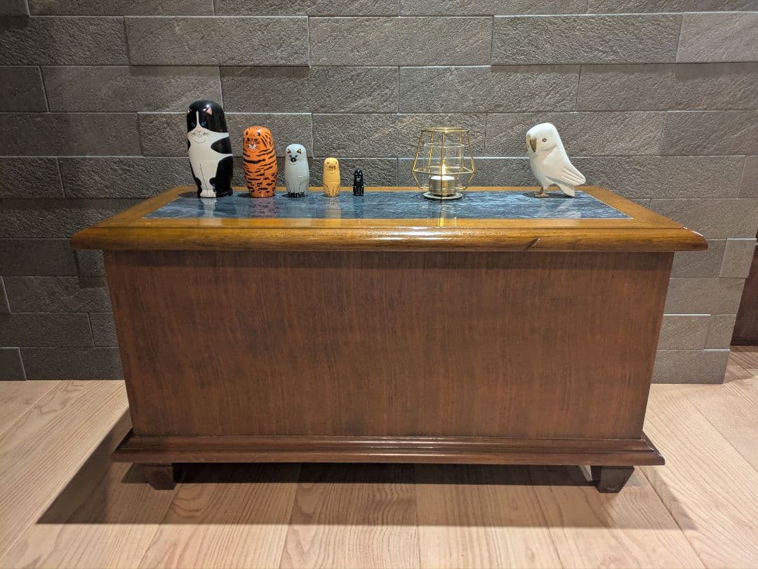 アンティーク ローチェスト 天然木 大理石トップ 3段チェスト サイドテーブル