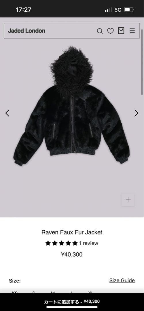 Jaded London Raven Faux Fur Jacket ブラック