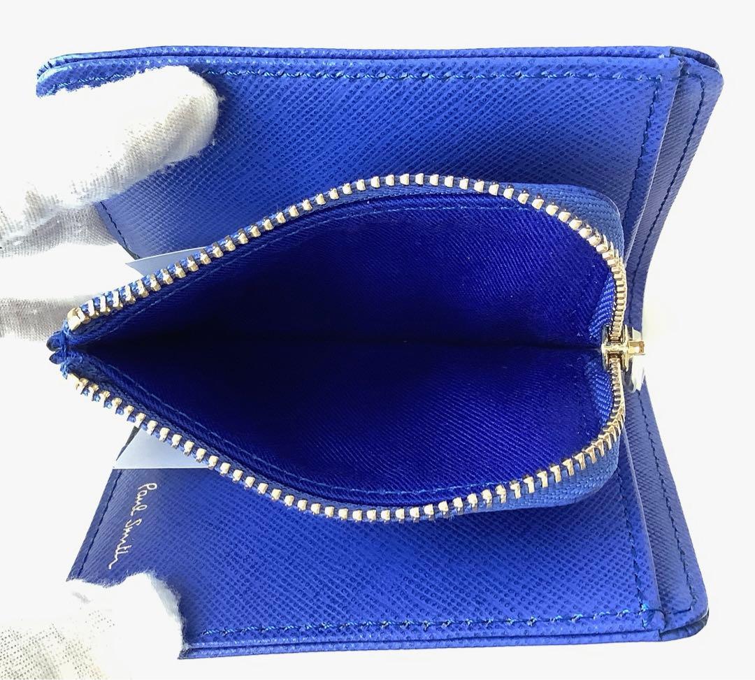 チャタロウ様★新品★ポールスミス★スミシーハートLファスナー２つ折り財布★ブルー